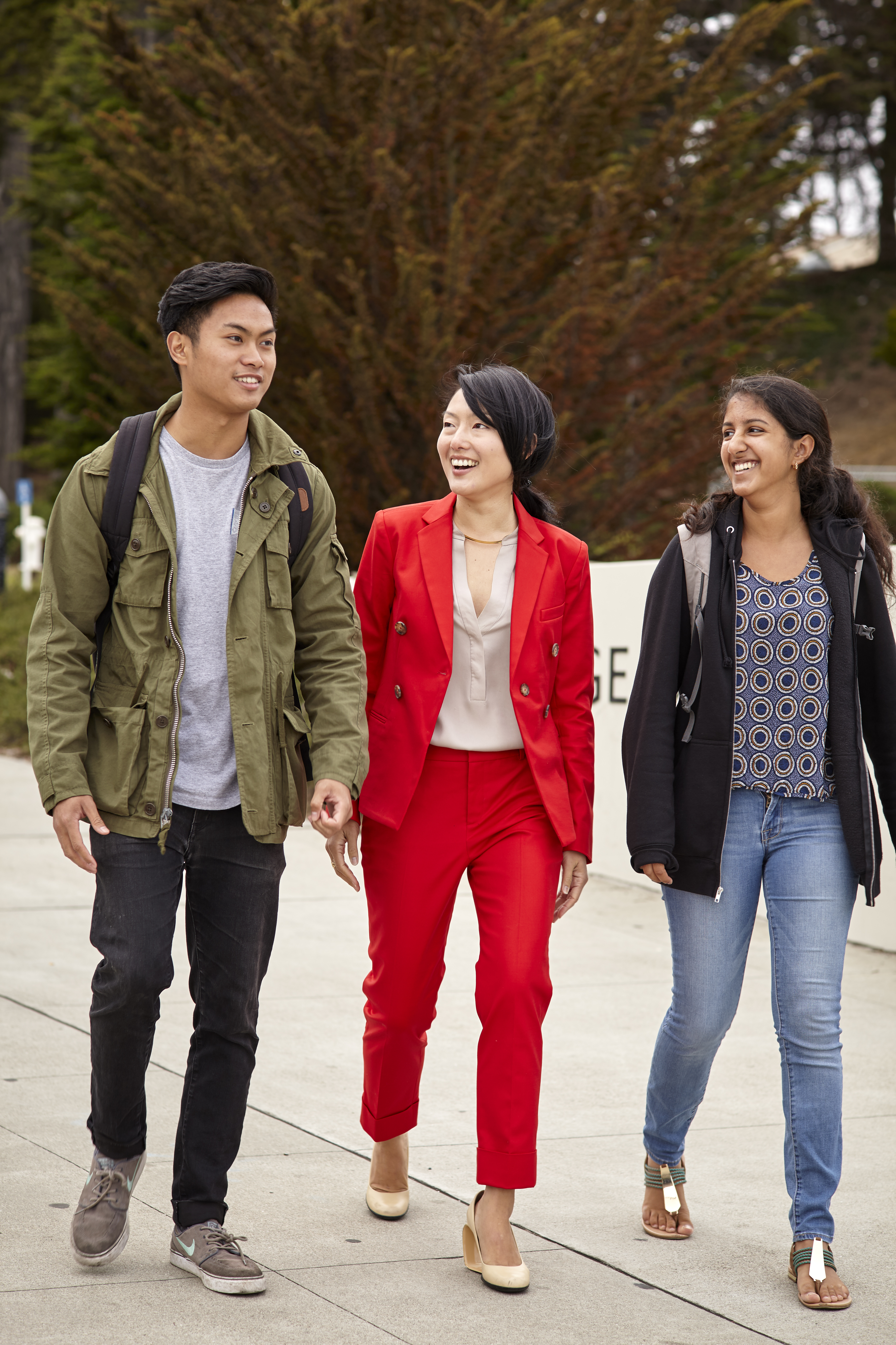 Jane Kim walking with two younger San Franciscans