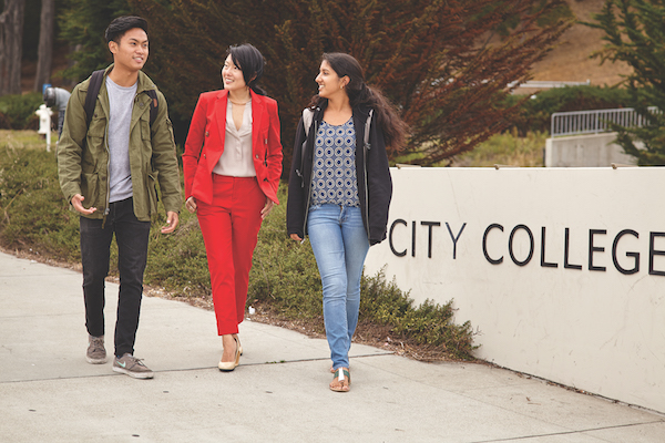 Jane Kim walking with two younger San Franciscans